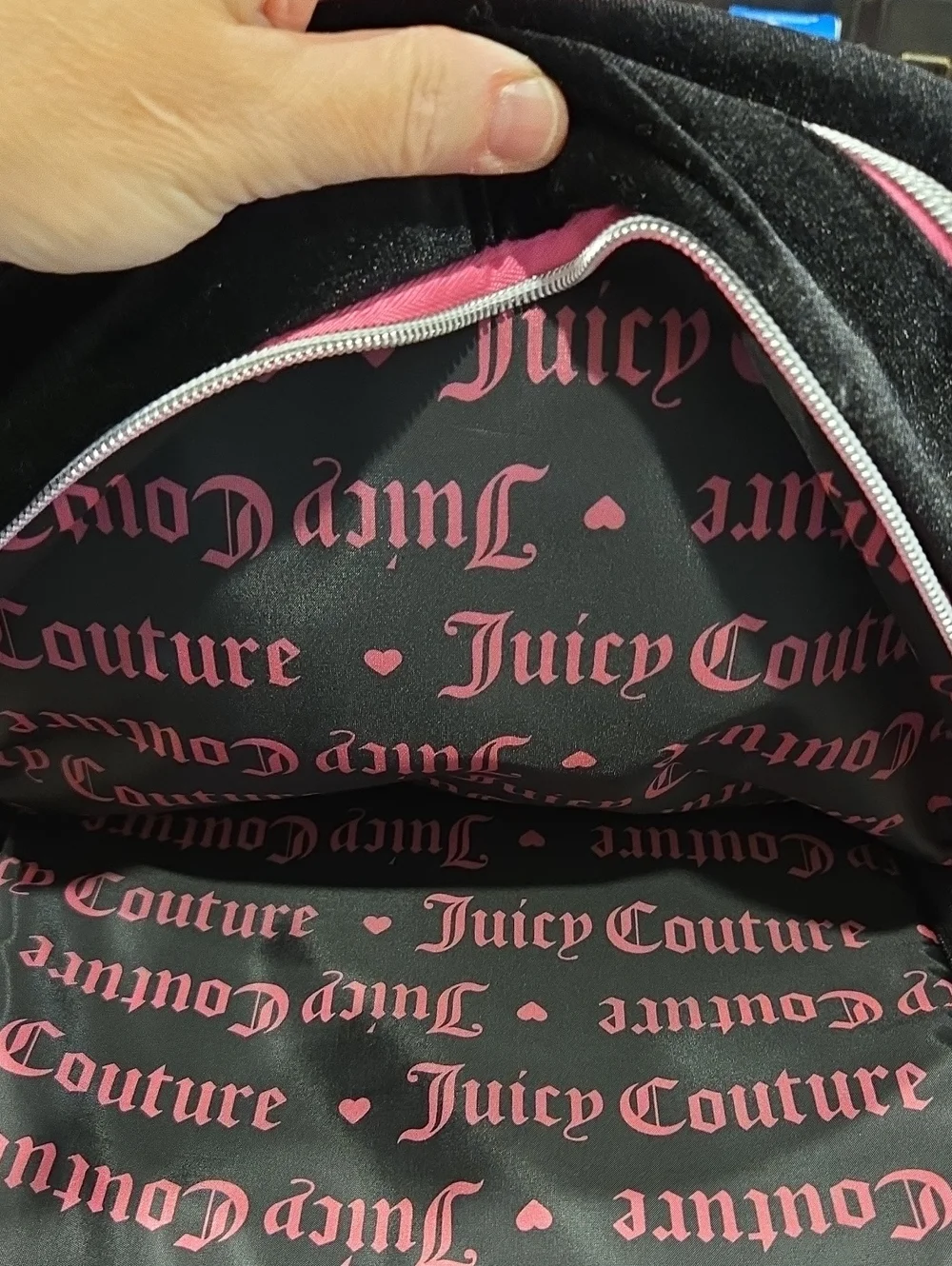 JUICY COUTURE VELVET BACKPACK W/ RHINESTONE LOGO AND CROWN EMBLEM. NWOT.